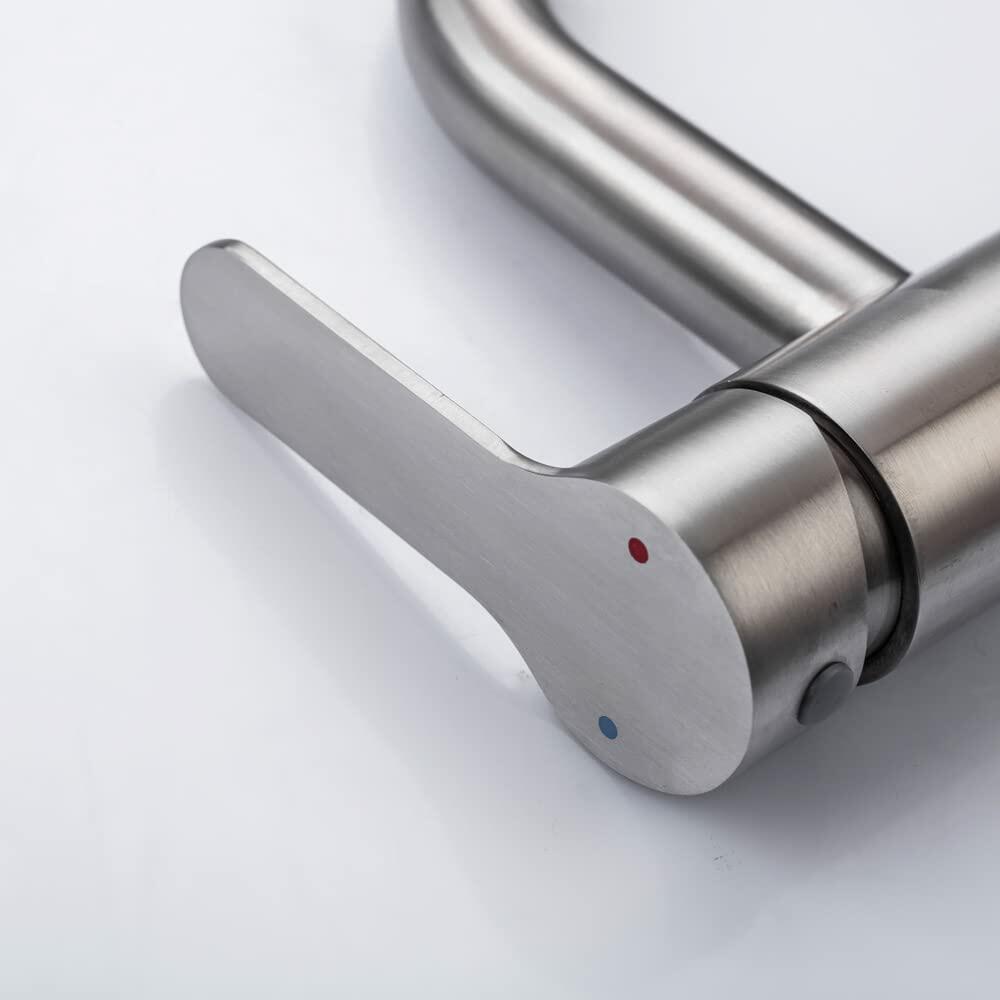 Bainser Single Hole Bathroom Faucet Brushed Nickel with Removable Aerator