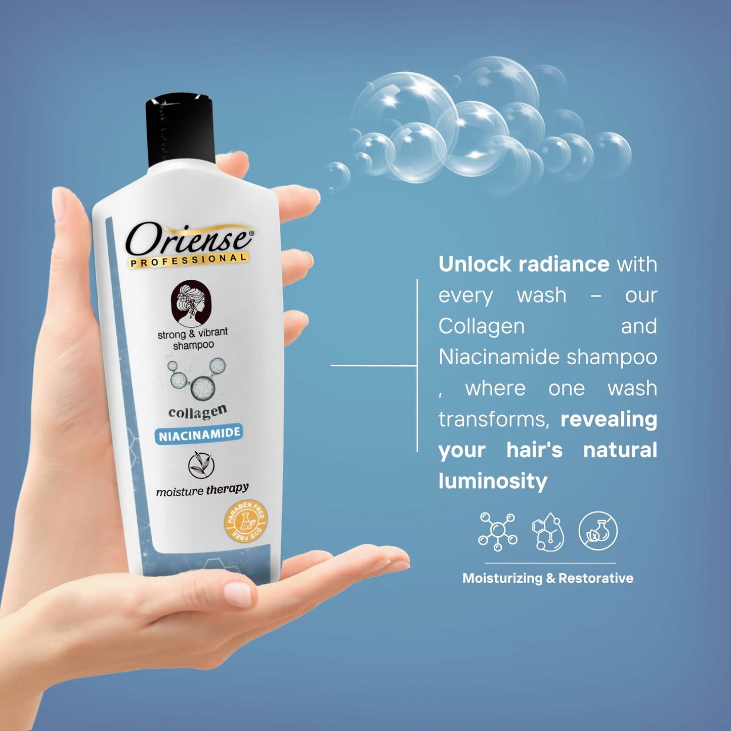 Oriense Collagen & Niacinamide Shampoo – Moisturizing, Paraben-Free, 16.9 fl oz