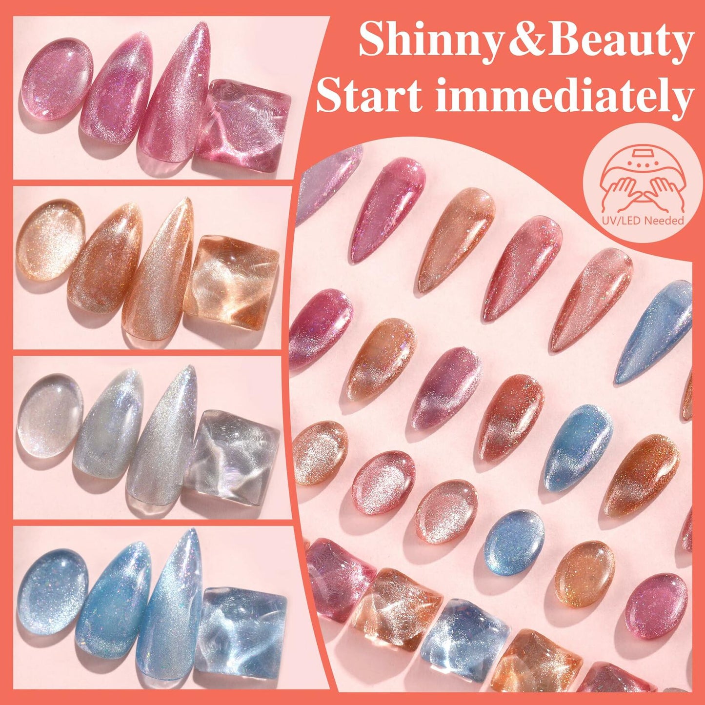 ABAC 10-Color Cat Eye Gel Polish Set w/ Magnet – HEMA-Free, UV Soak-Off