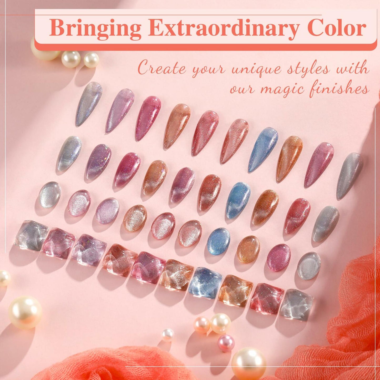 ABAC 10-Color Cat Eye Gel Polish Set w/ Magnet – HEMA-Free, UV Soak-Off