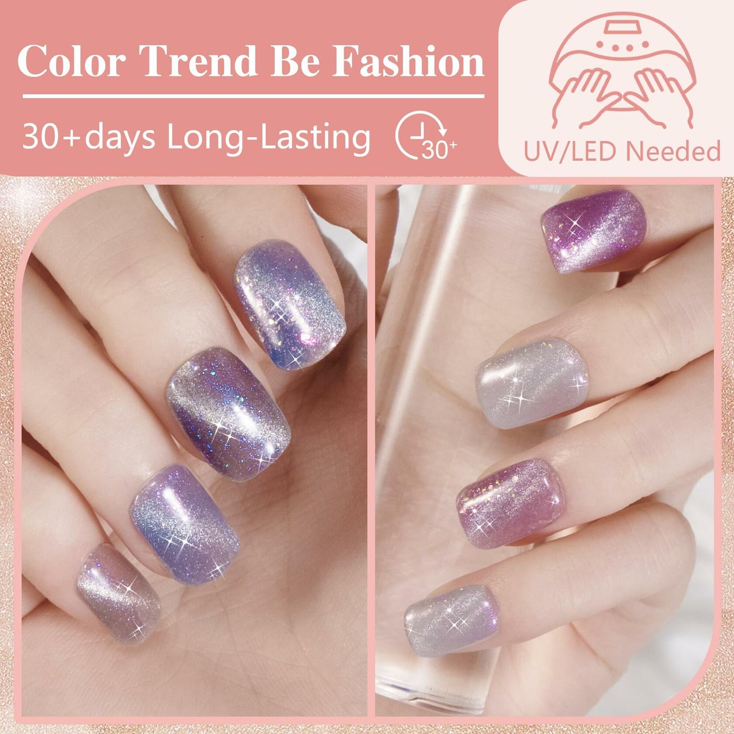 ABAC 10-Color Cat Eye Gel Polish Set w/ Magnet – HEMA-Free, UV Soak-Off