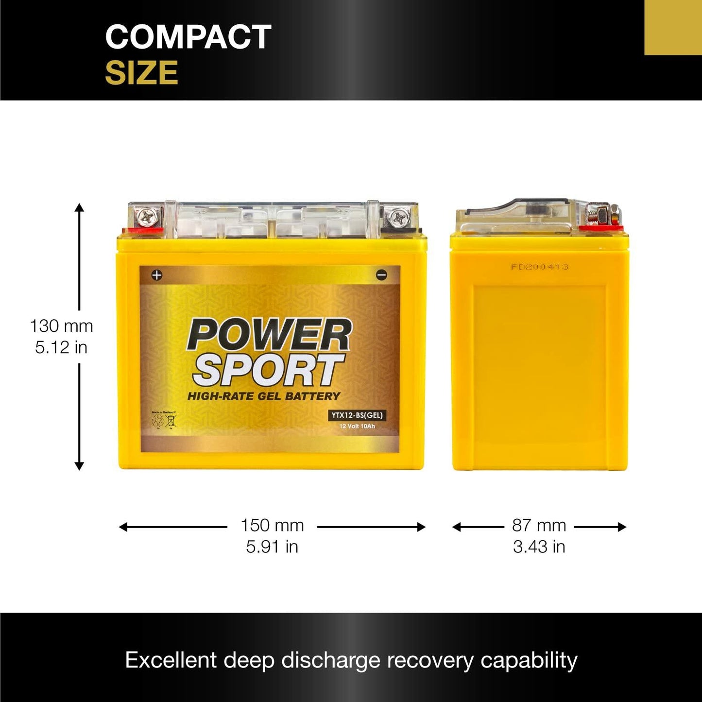 ExpertPower YTX12-BS 12V 10Ah Gel Motorcycle Battery Maintenance-Free