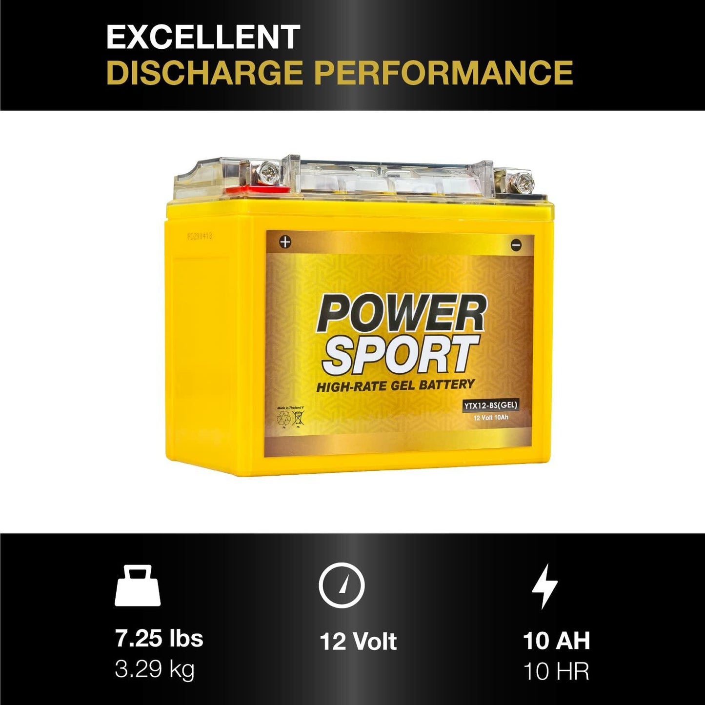 ExpertPower YTX12-BS 12V 10Ah Gel Motorcycle Battery Maintenance-Free