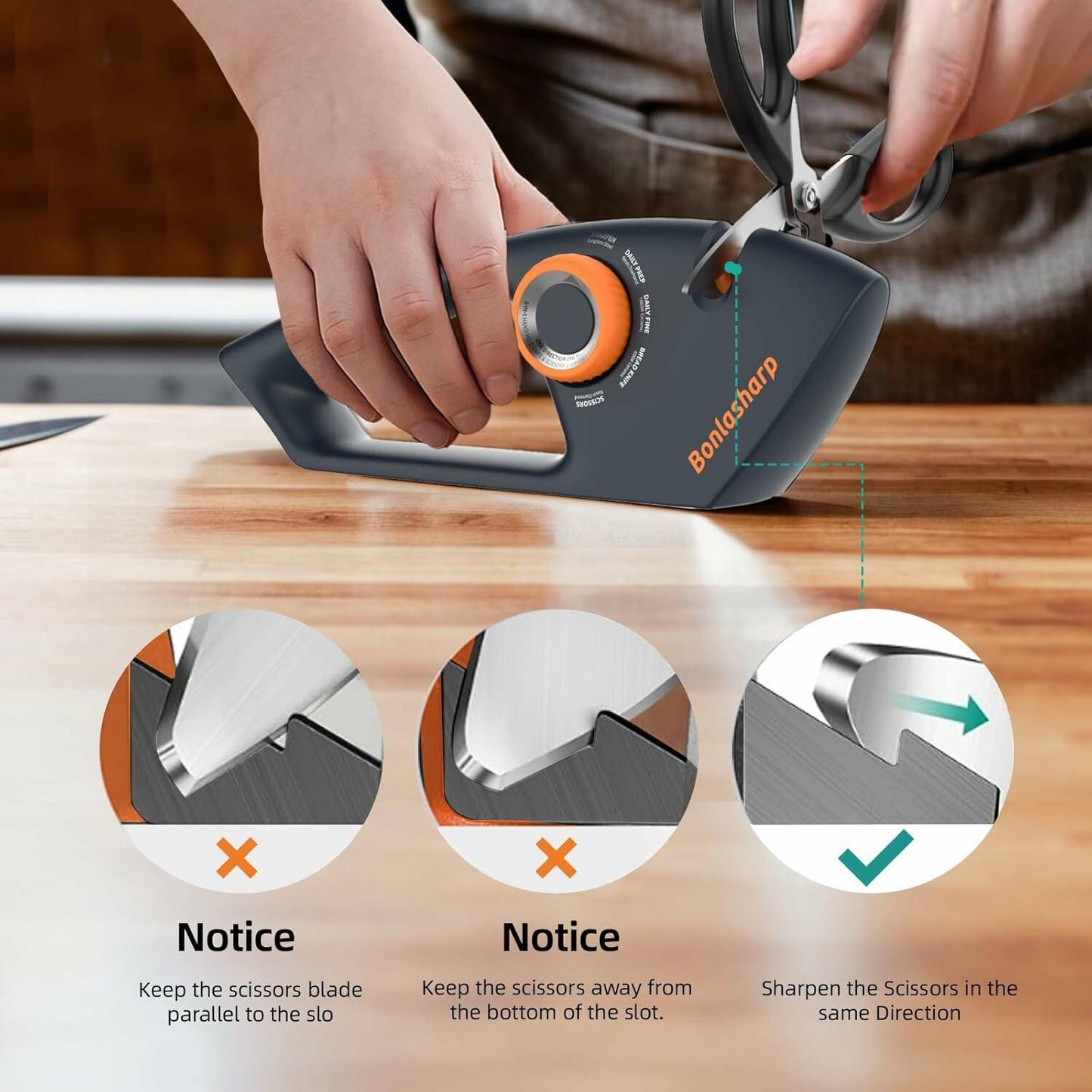 5-in-1 Adjustable Knife Sharpener for Kitchen & Scissors Ergonomic Design
