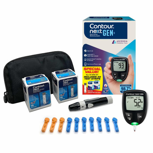 Ascensia CONTOUR NEXT GEN Glucose Monitor Kit + 20 Test Strips – New