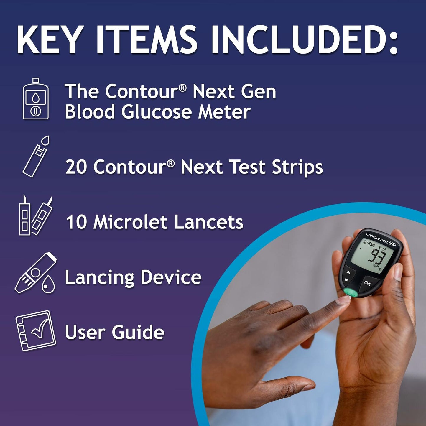 Ascensia CONTOUR NEXT GEN Glucose Monitor Kit + 20 Test Strips – New