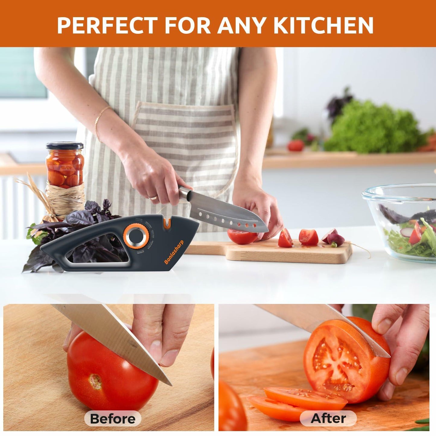 5-in-1 Adjustable Knife Sharpener for Kitchen & Scissors Ergonomic Design