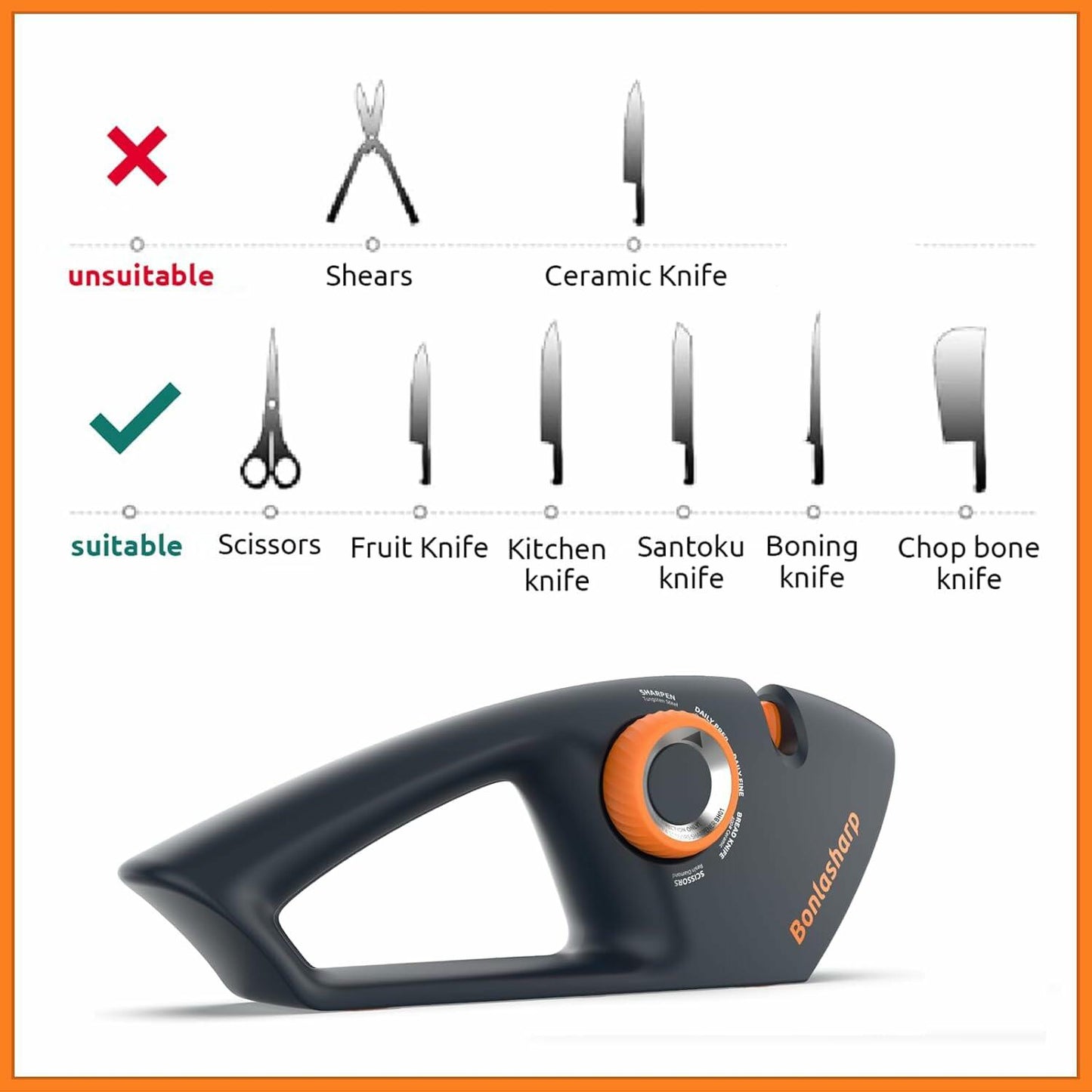 5-in-1 Adjustable Knife Sharpener for Kitchen & Scissors Ergonomic Design