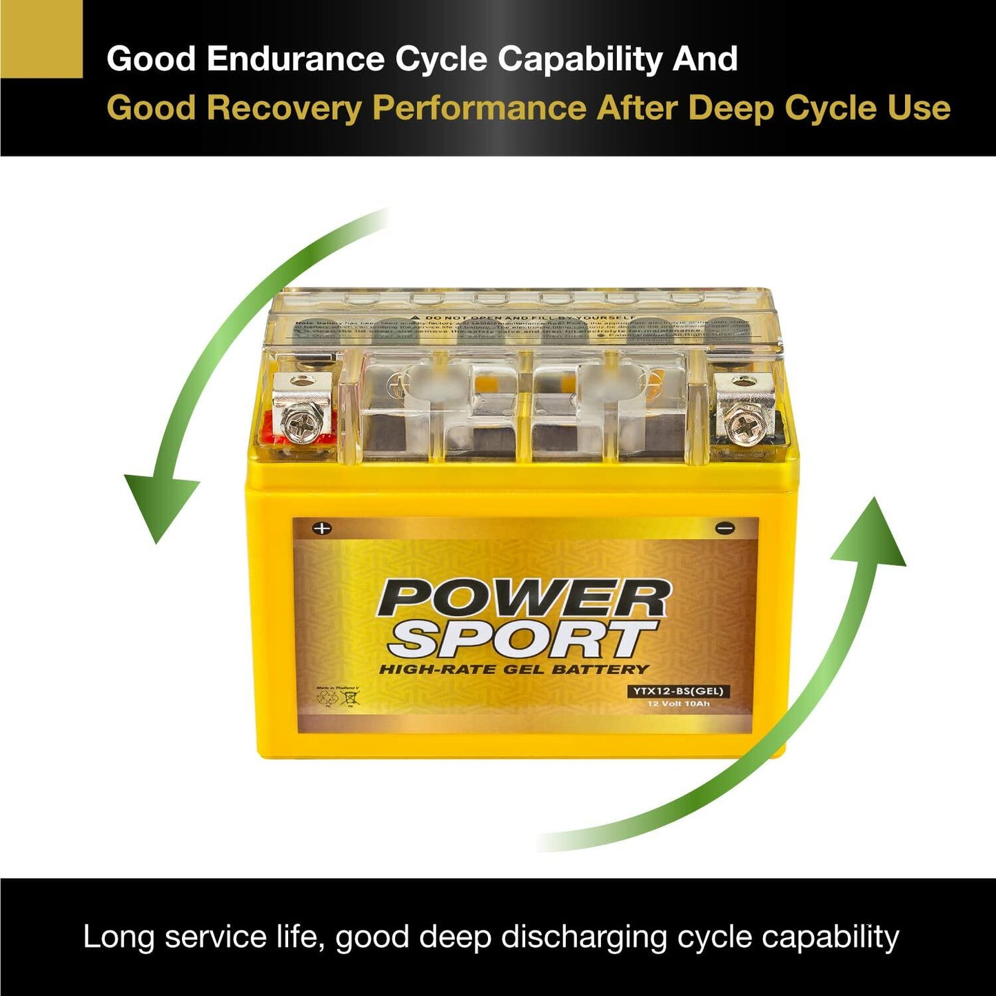 ExpertPower YTX12-BS 12V 10Ah Gel Motorcycle Battery Maintenance-Free