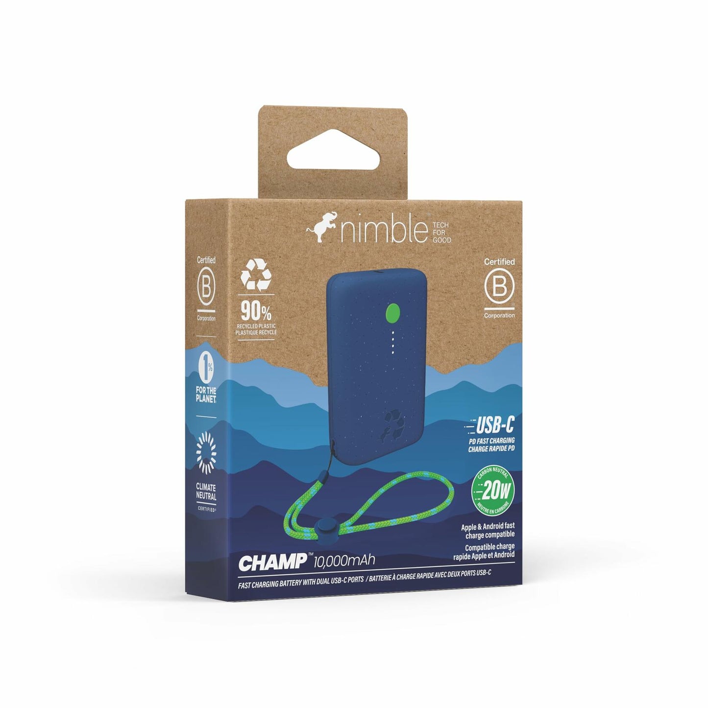 Nimble Champ 10,000mAh 20W Dual USB-C PD Portable Charger – New Sealed