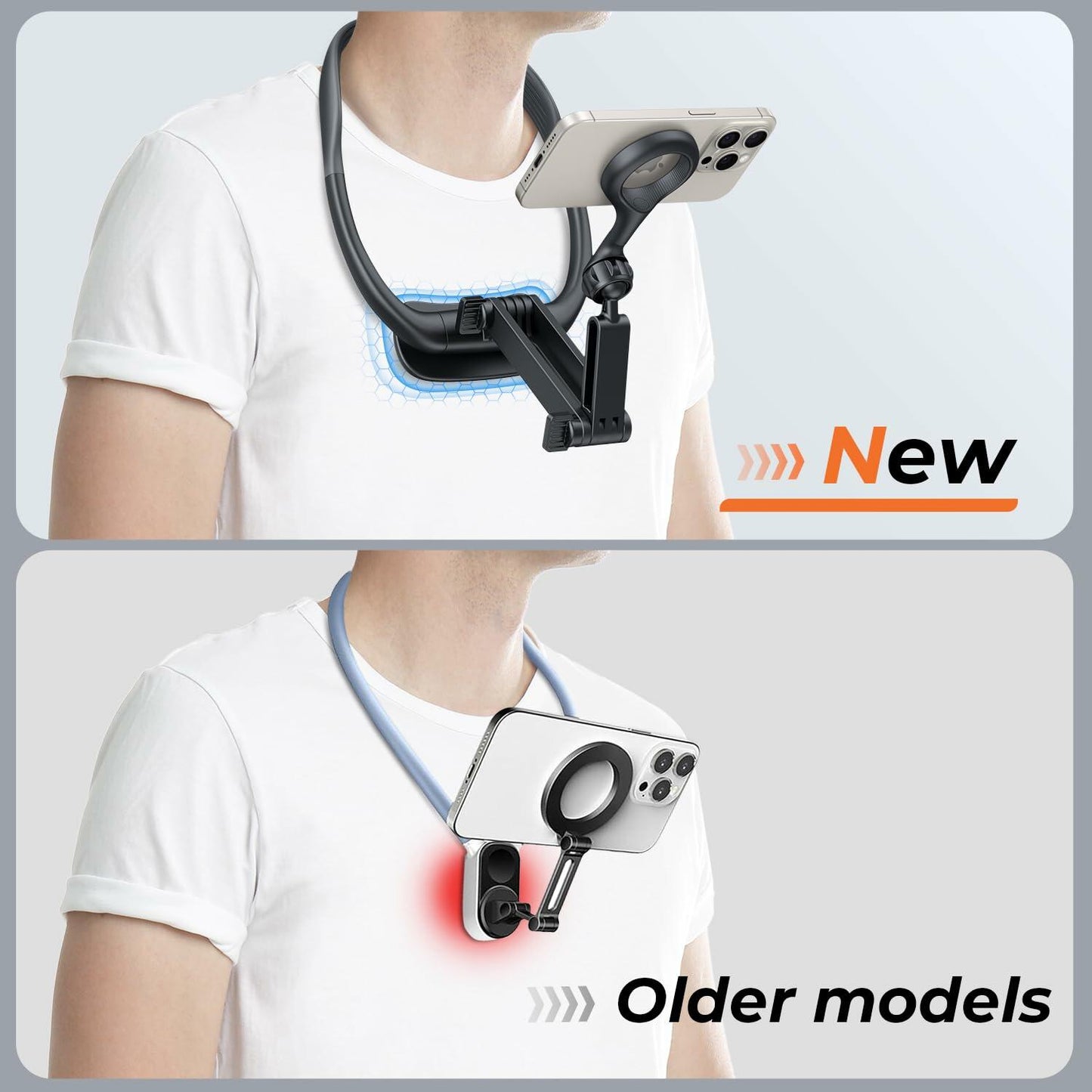 Magnetic Neck Phone Holder iPhone 12-16 Series Grey Adjustable Hands-Free