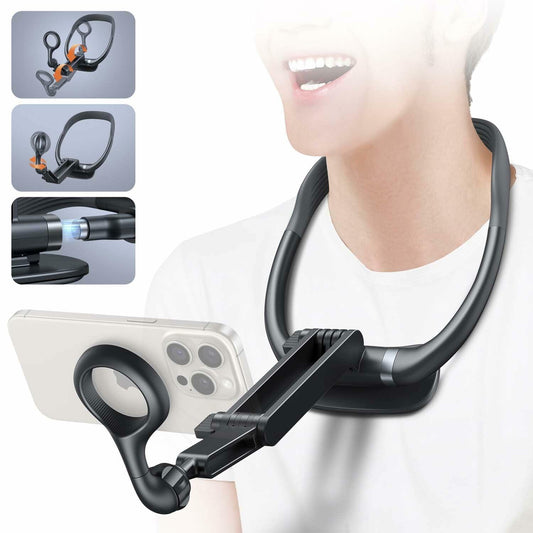 Magnetic Neck Phone Holder iPhone 12-16 Series Grey Adjustable Hands-Free