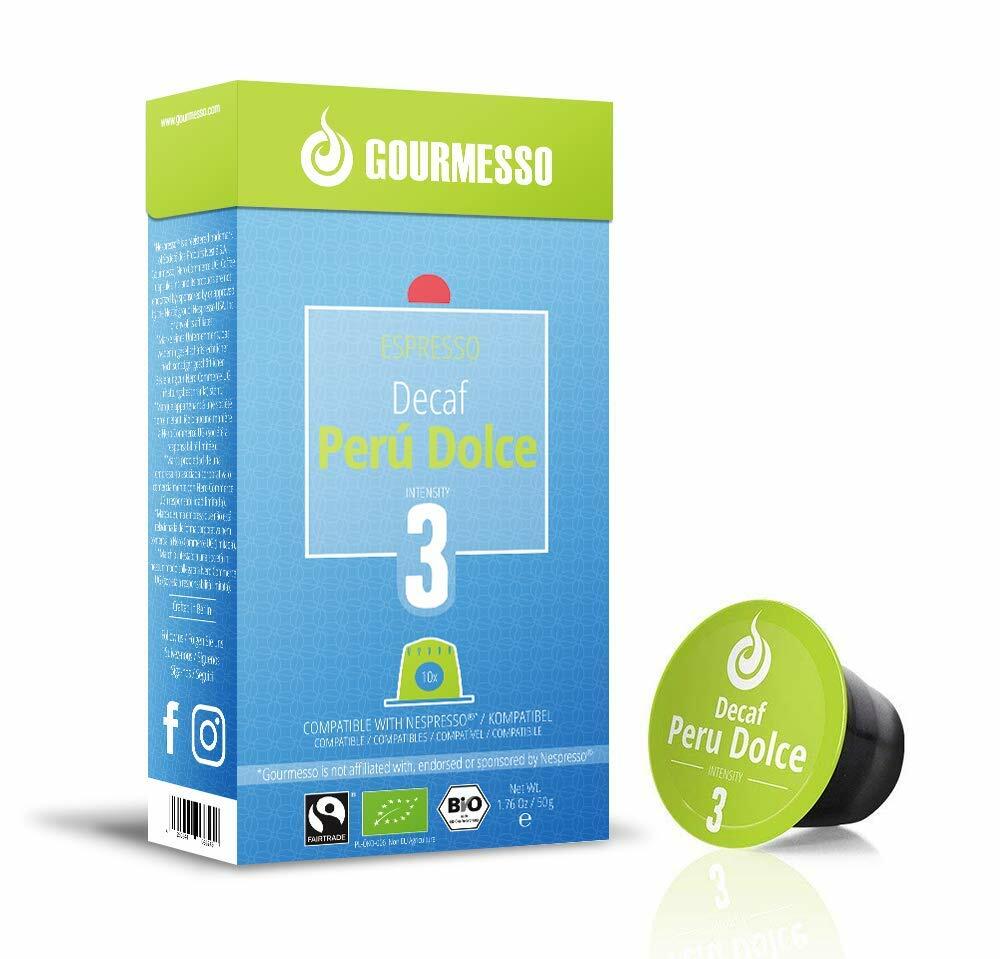BestBy12/24 Gourmesso Decaf Perù Dolce 10 Nespresso Pods – Organic, Fairtrade