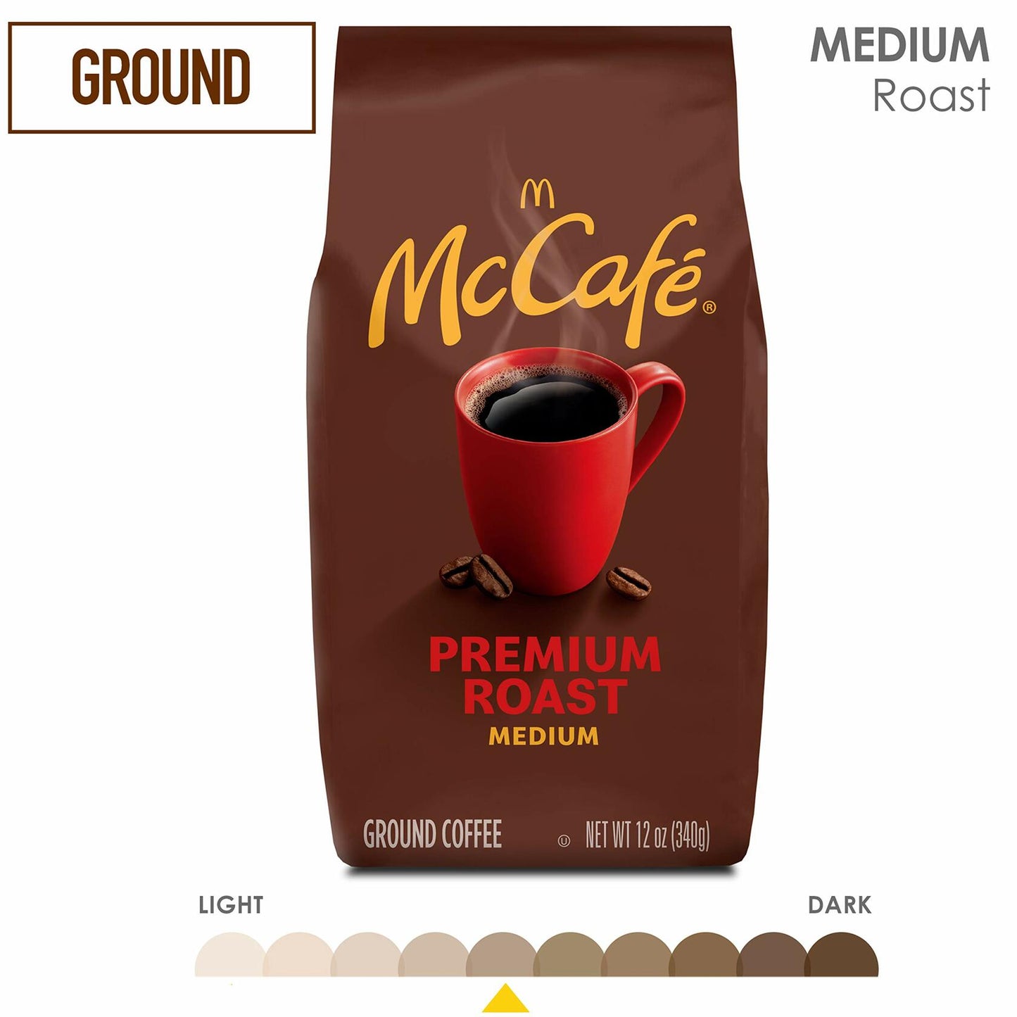 McCafé Premium Medium Roast Ground Coffee, 12 oz Bag, Fresh & Rich Flavor