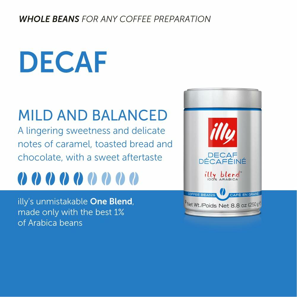illy Decaf Whole Bean Coffee 8.8oz Medium Roast 100% Arabica
