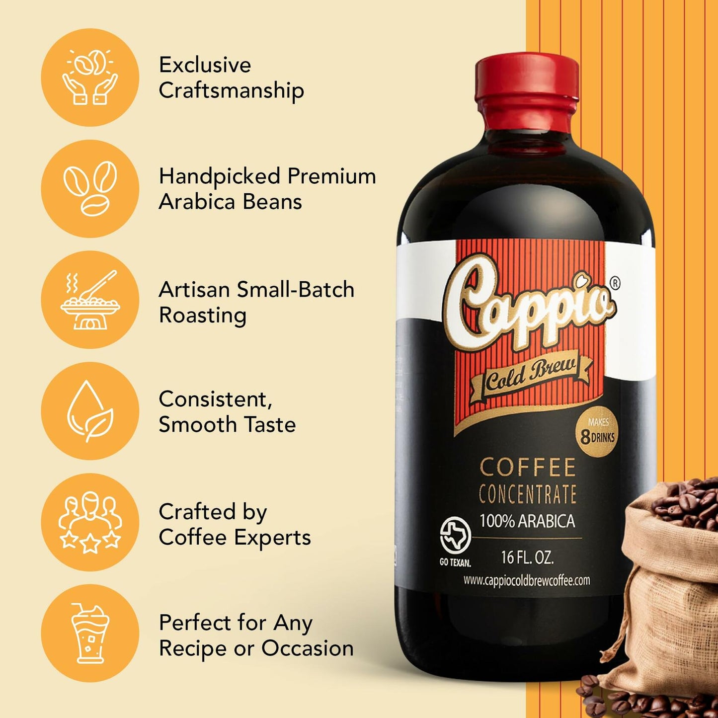 Cappio Cold Brew Coffee Concentrate BB01/25 16oz - Smooth & Bold Flavor, Lot of