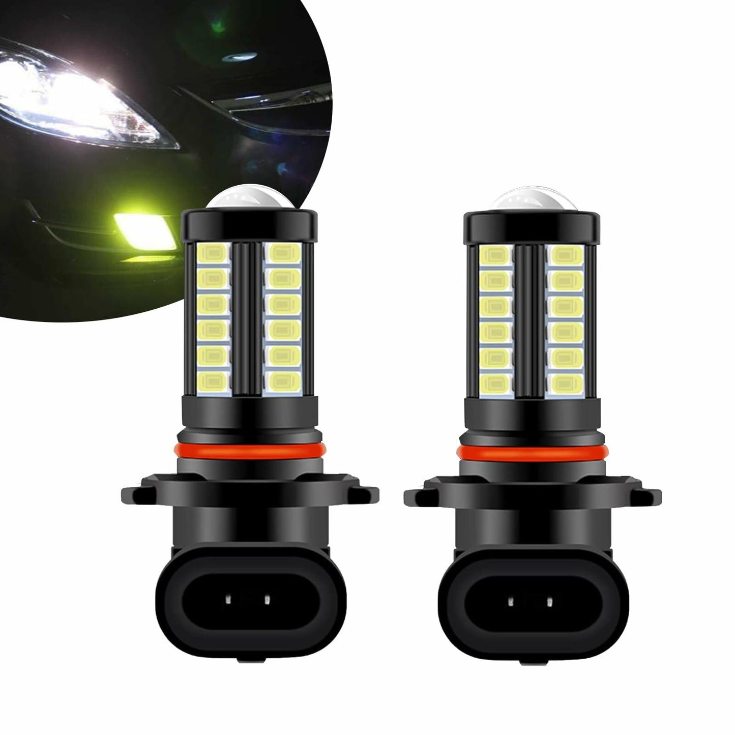 GKmow 2-Pack 9006 LED Fog Light Bulbs 6500K White 2800 Lumens Super Bright