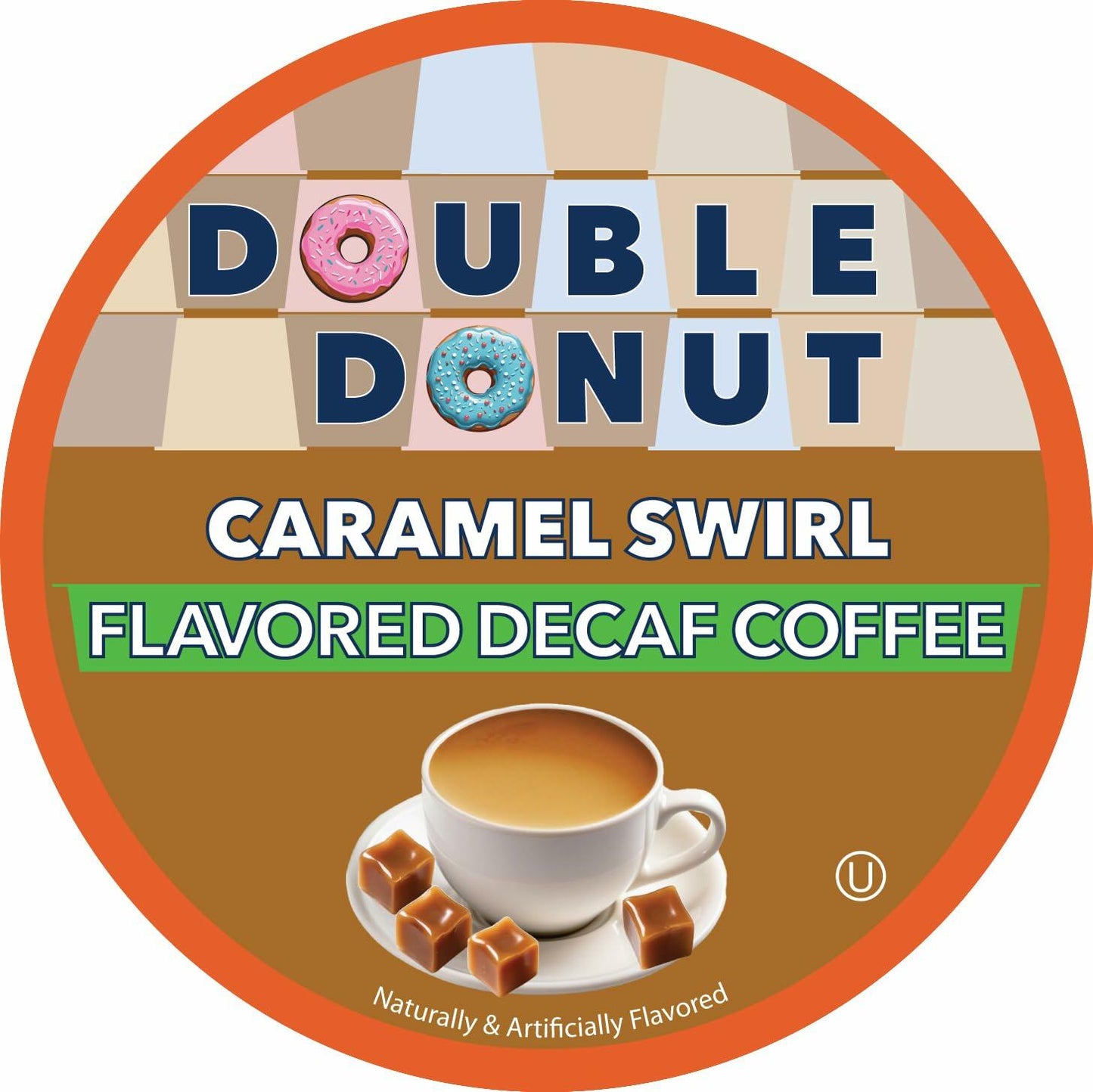 Double Donut Caramel Swirl Decaf Coffee Pods Medium Roast 24ct for Keurig