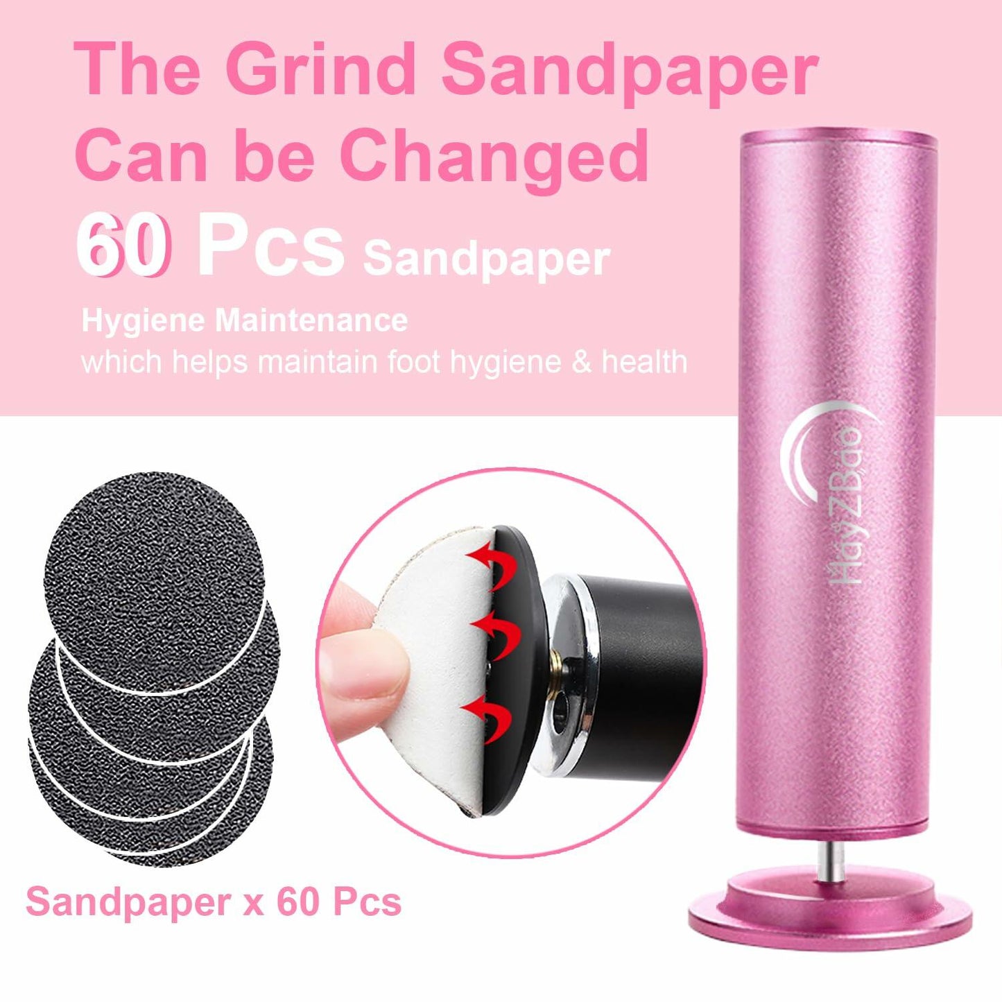 [Like_new] HayZBao Electric Foot File Callus Remover Matte Purple with 60 Sandpaper Discs