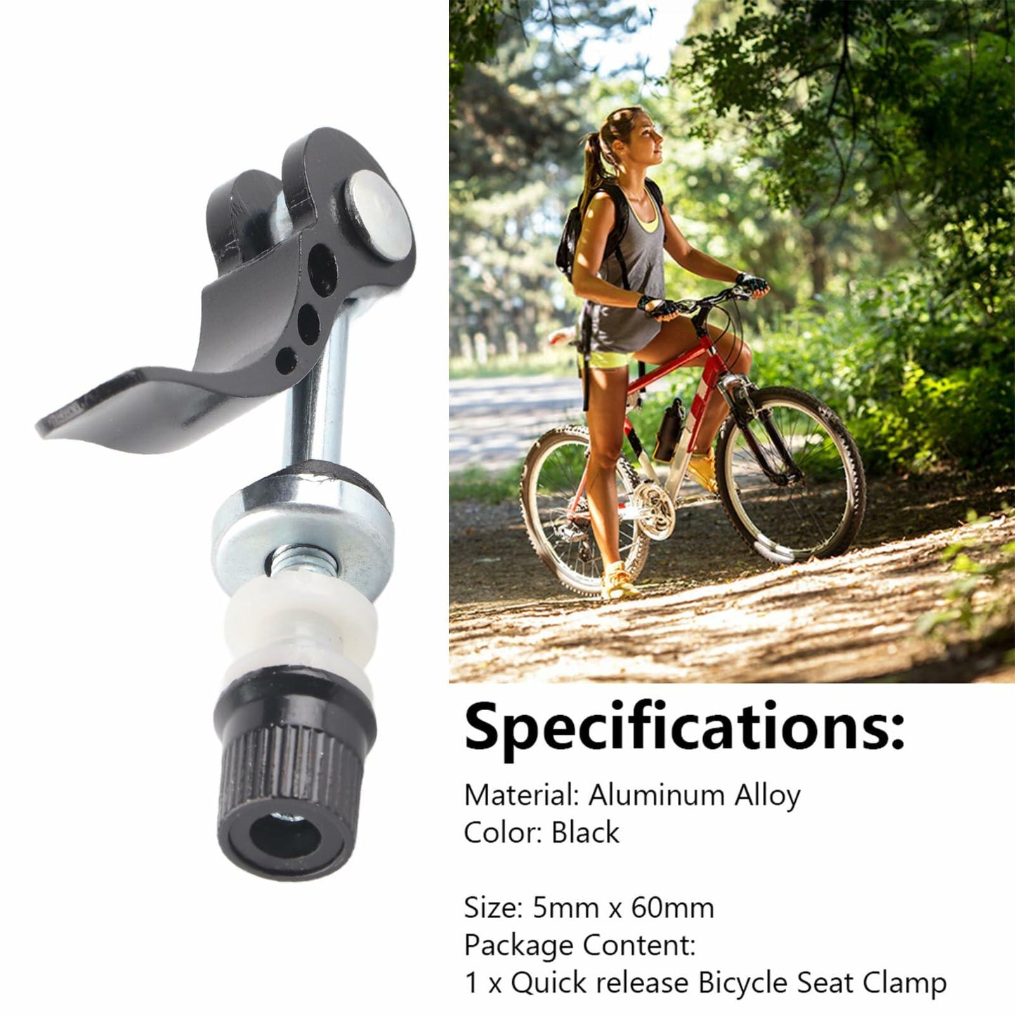 Sunicon Bicycle Seat Post Clamp Quick Release Lever Alloy Black