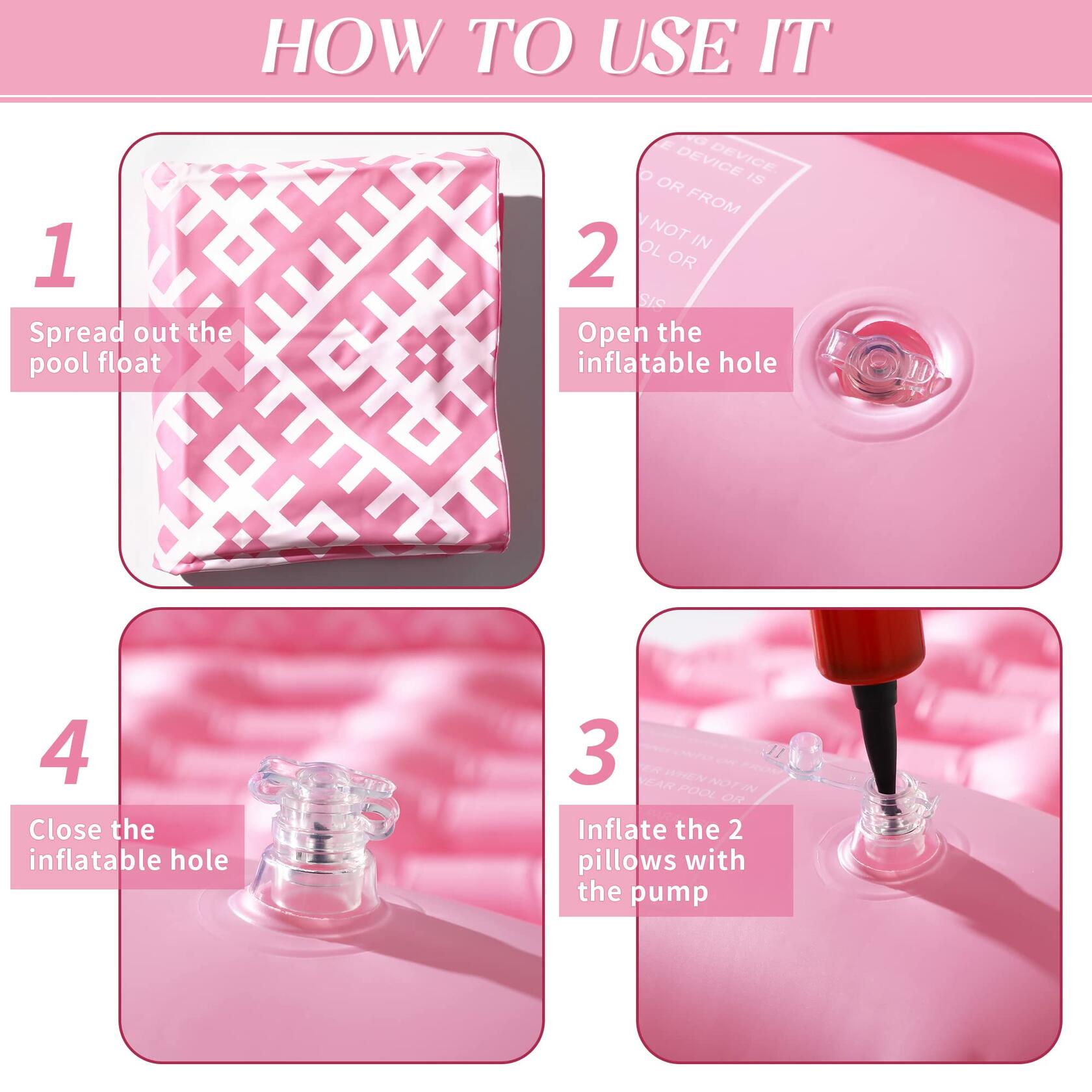 2 Pack Adult 4-in-1 Pool Floats, Inflatable Multi-Purpose Pool Floaties