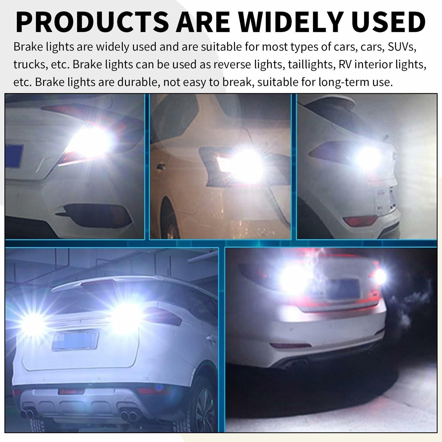 Nowkont 2-Pack LED Turn Brake Lights 12V White #1157 Universal Waterproof