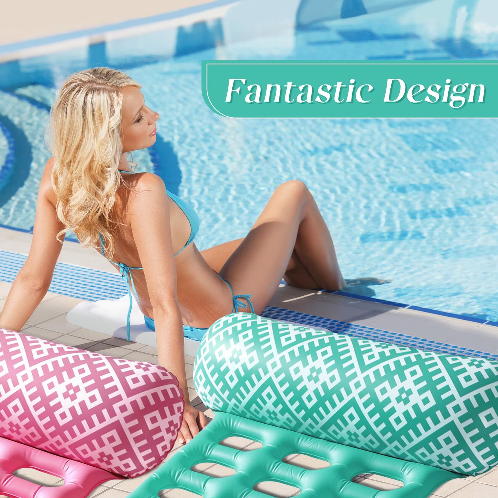 2 Pack Adult 4-in-1 Pool Floats, Inflatable Multi-Purpose Pool Floaties