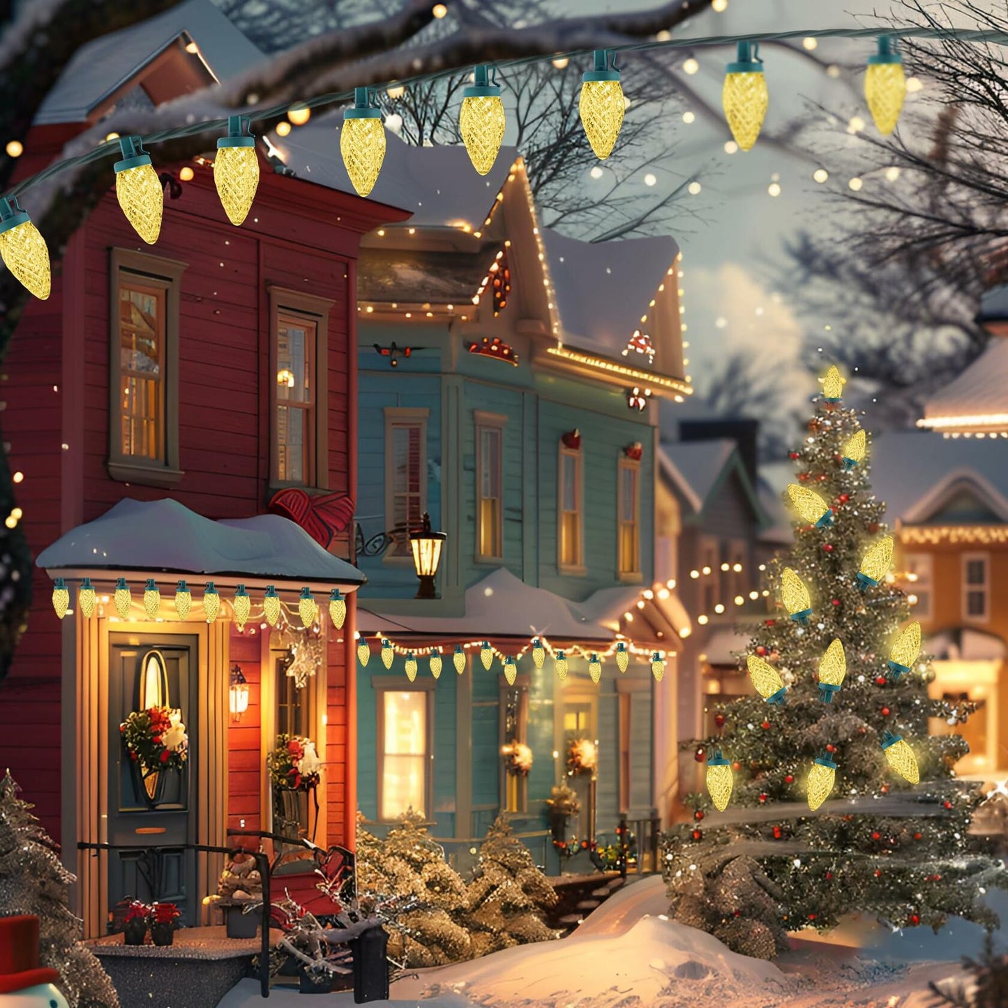 C9 LED Christmas Lights Outdoor 50 LED 32FT Warm White Plug-in Strand
