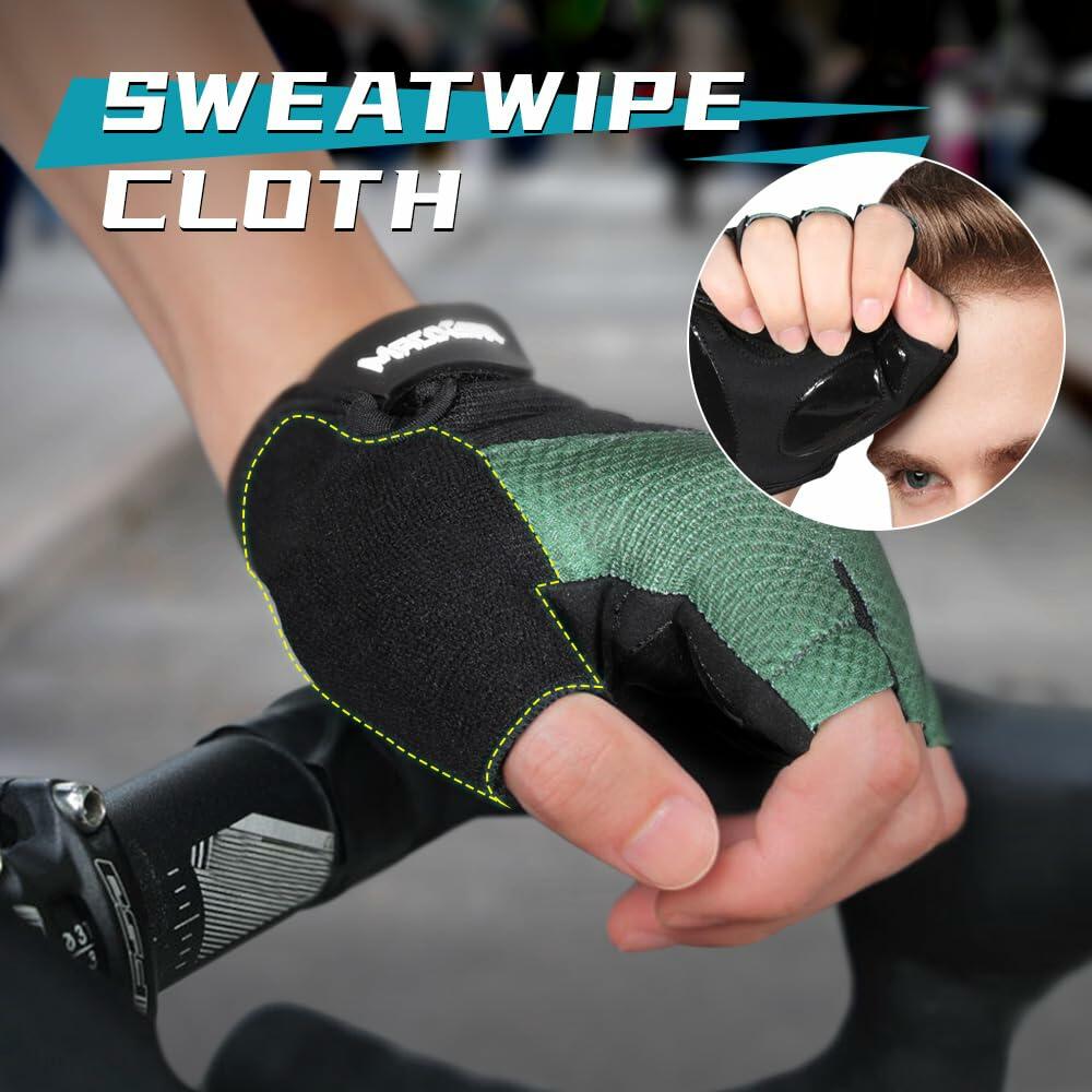 WTACTFUL Half Finger Cycling Gloves for Men Women XL Green Workout Bike