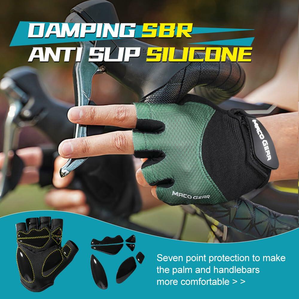 WTACTFUL Half Finger Cycling Gloves for Men Women XL Green Workout Bike