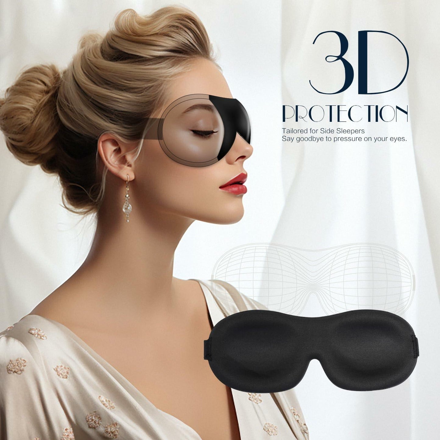 Seugzur Sleep Eye Mask 3D Blackout Lightweight Soft Travel Blindfold 3 Pack