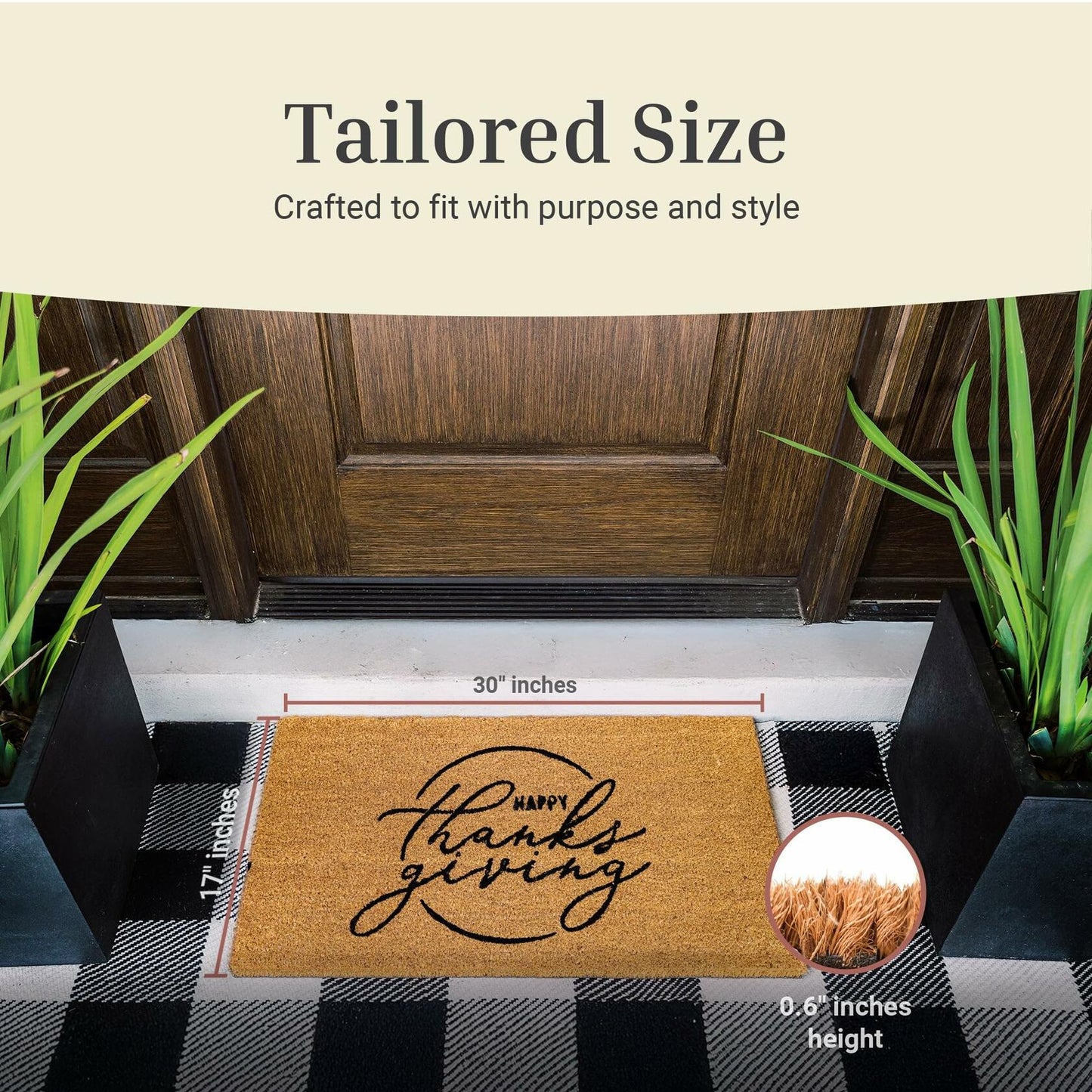 THEODORE MAGNUS 1 Count Fall Coir Non-Slip Outdoor Door Mat Welcome