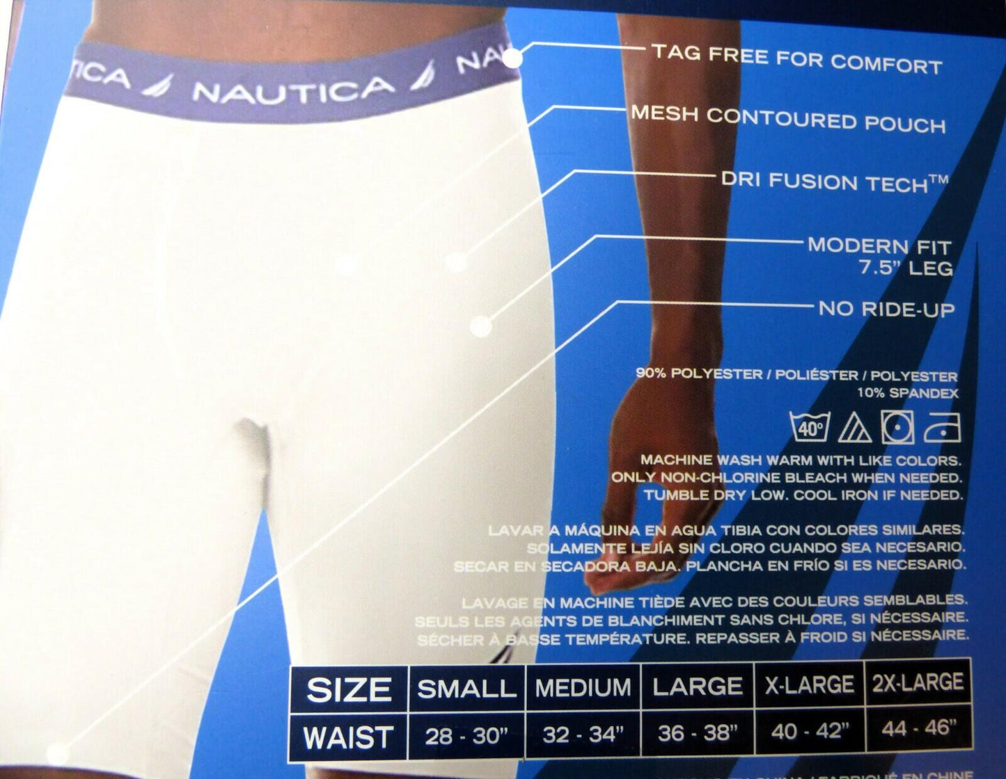 Nautica Men's 3 Pack Small Cotton Stretch Classic Boxer Briefs Underwear