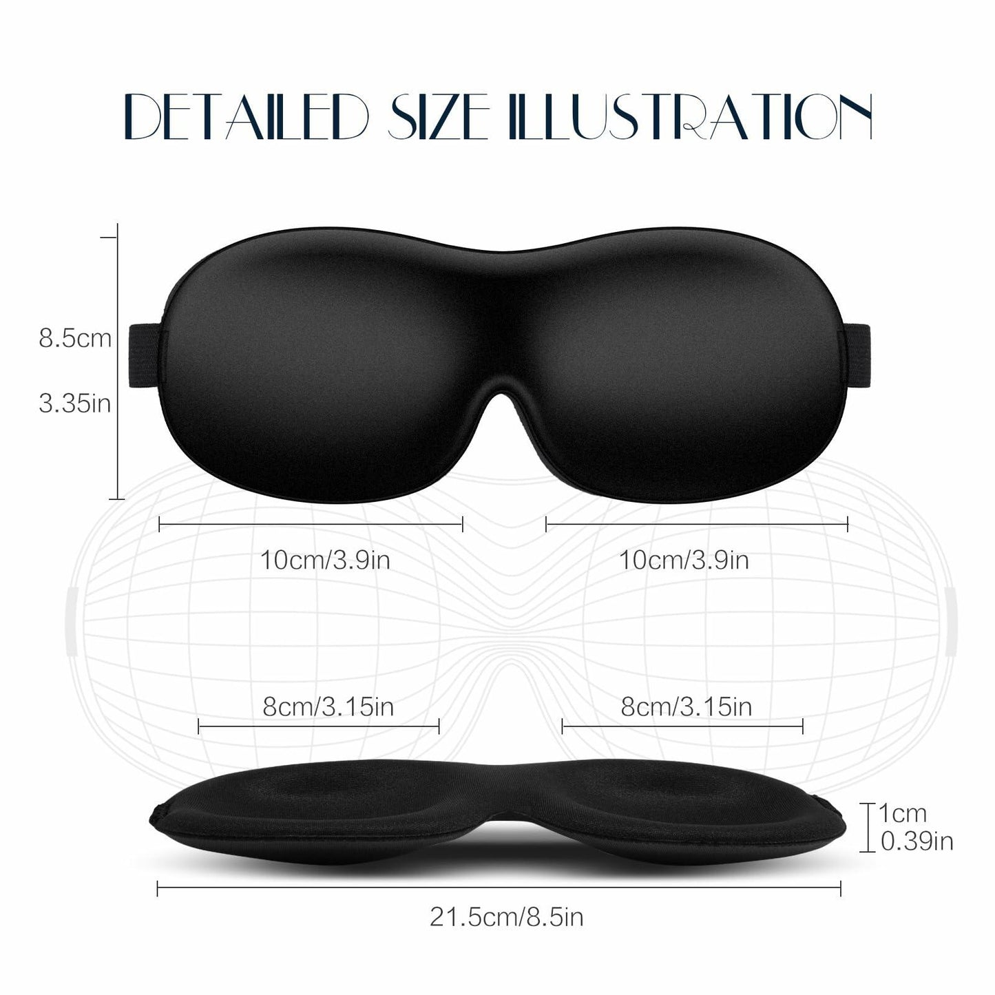 Seugzur Sleep Eye Mask 3D Blackout Lightweight Soft Travel Blindfold 3 Pack