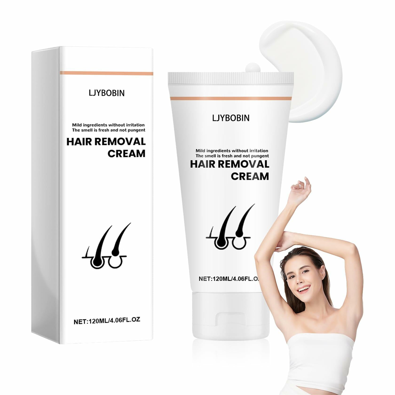 Moisturizing Long-Lasting Flawless Hair Removal Cream for Body & Face 2oz