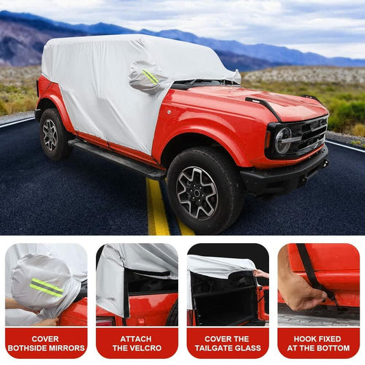 Blueshyhall Waterproof Car Cover Ford Bronco 4 Door Half Exterior 2021-22