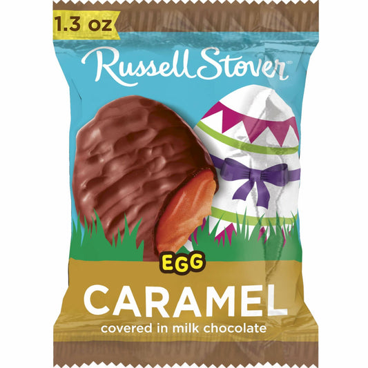 BB08/25 Russell Stover Caramel Milk Chocolate Easter Egg 1.3oz Pack of 18