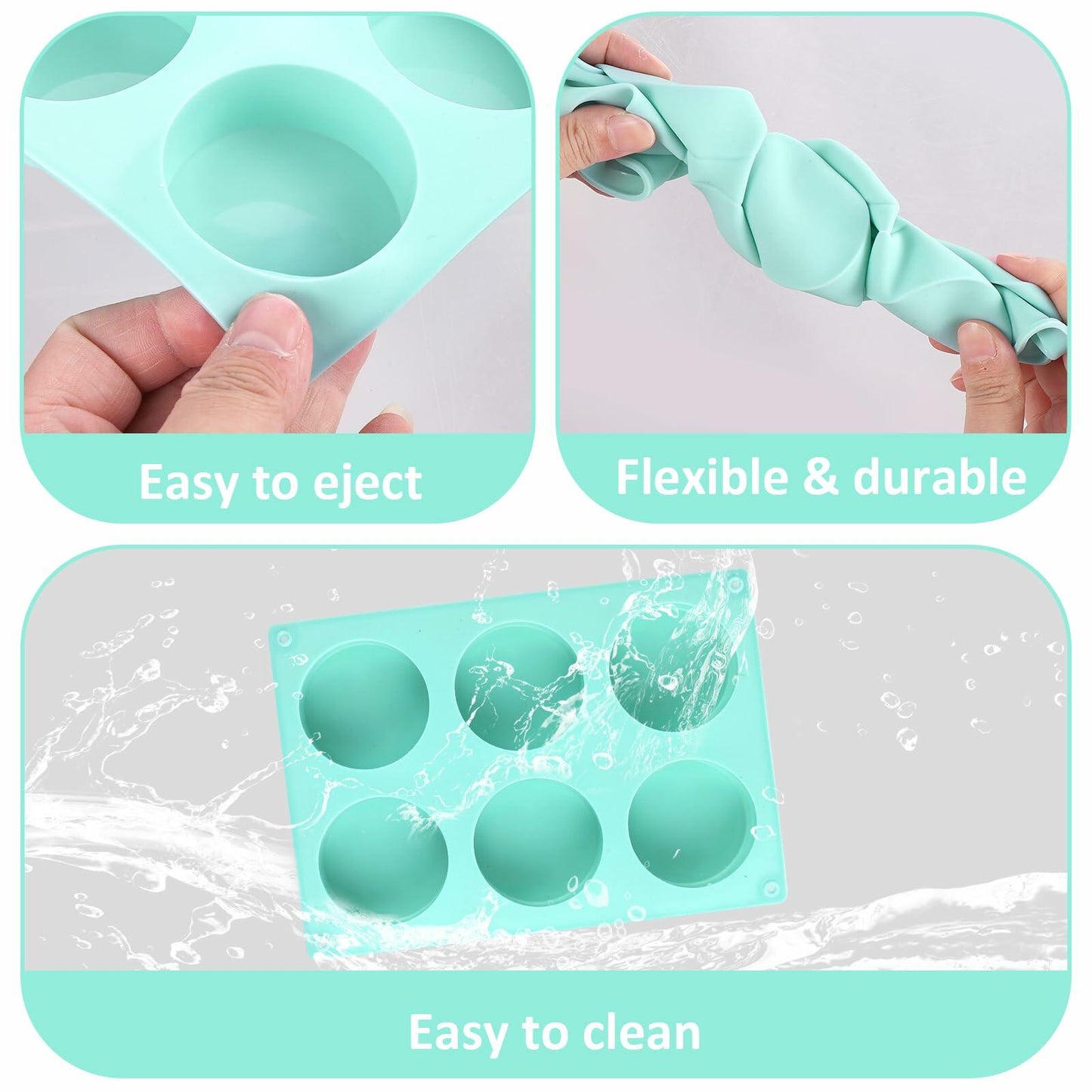 3 Pc Silicone Chocolate Cookie Molds Set Round 6 Cavities with Scraper
