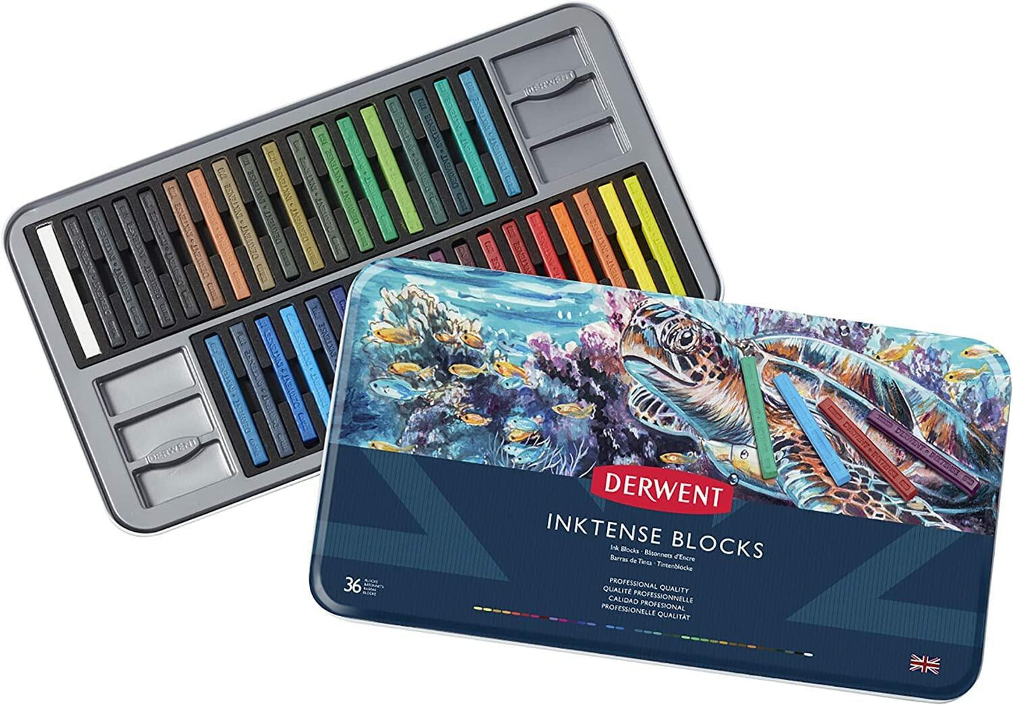 Derwent Inktense Blocks Set of 36, 8mm Soft Texture Watersoluble Professional