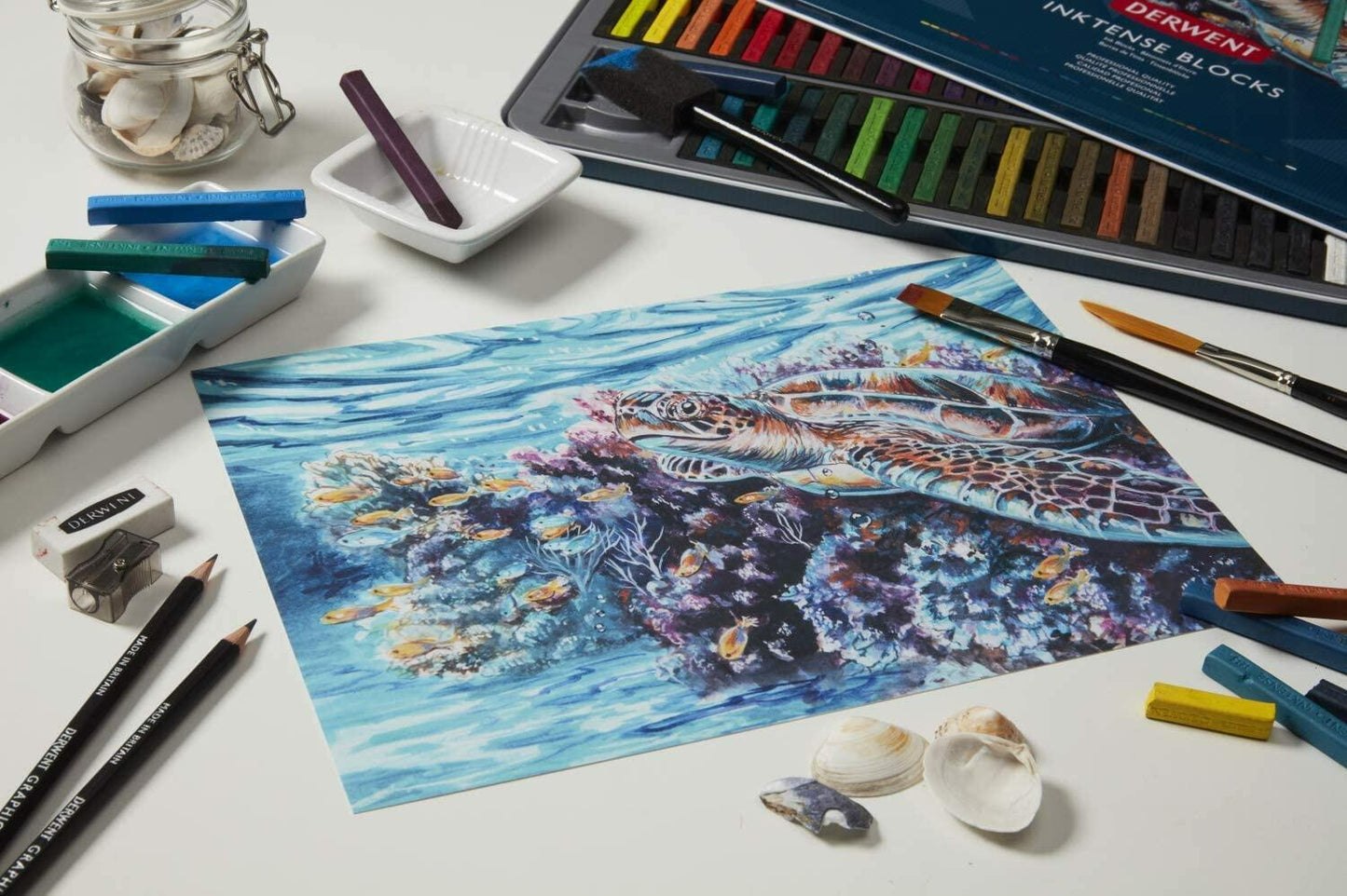 Derwent Inktense Blocks Set of 36, 8mm Soft Texture Watersoluble Professional