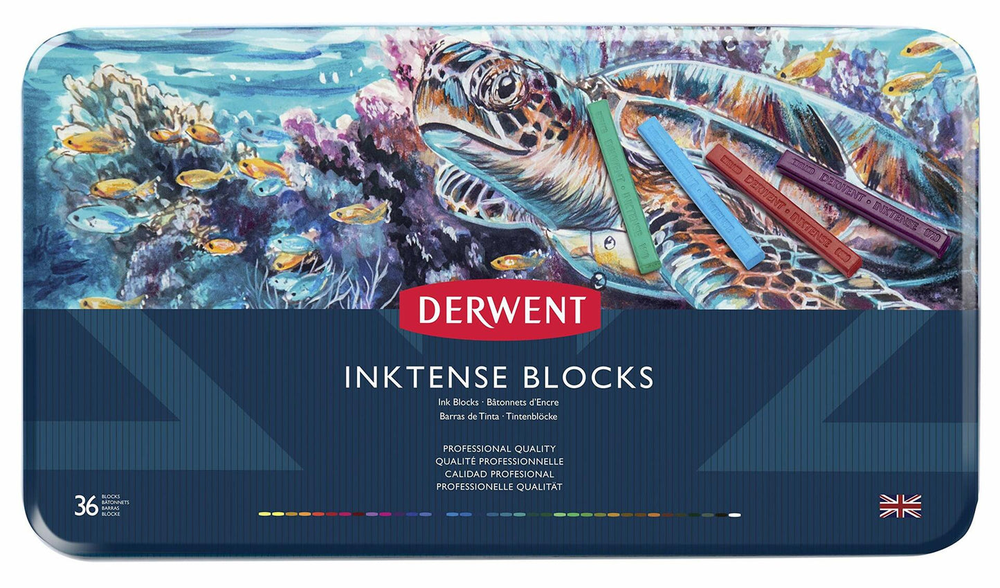 Derwent Inktense Blocks Set of 36, 8mm Soft Texture Watersoluble Professional