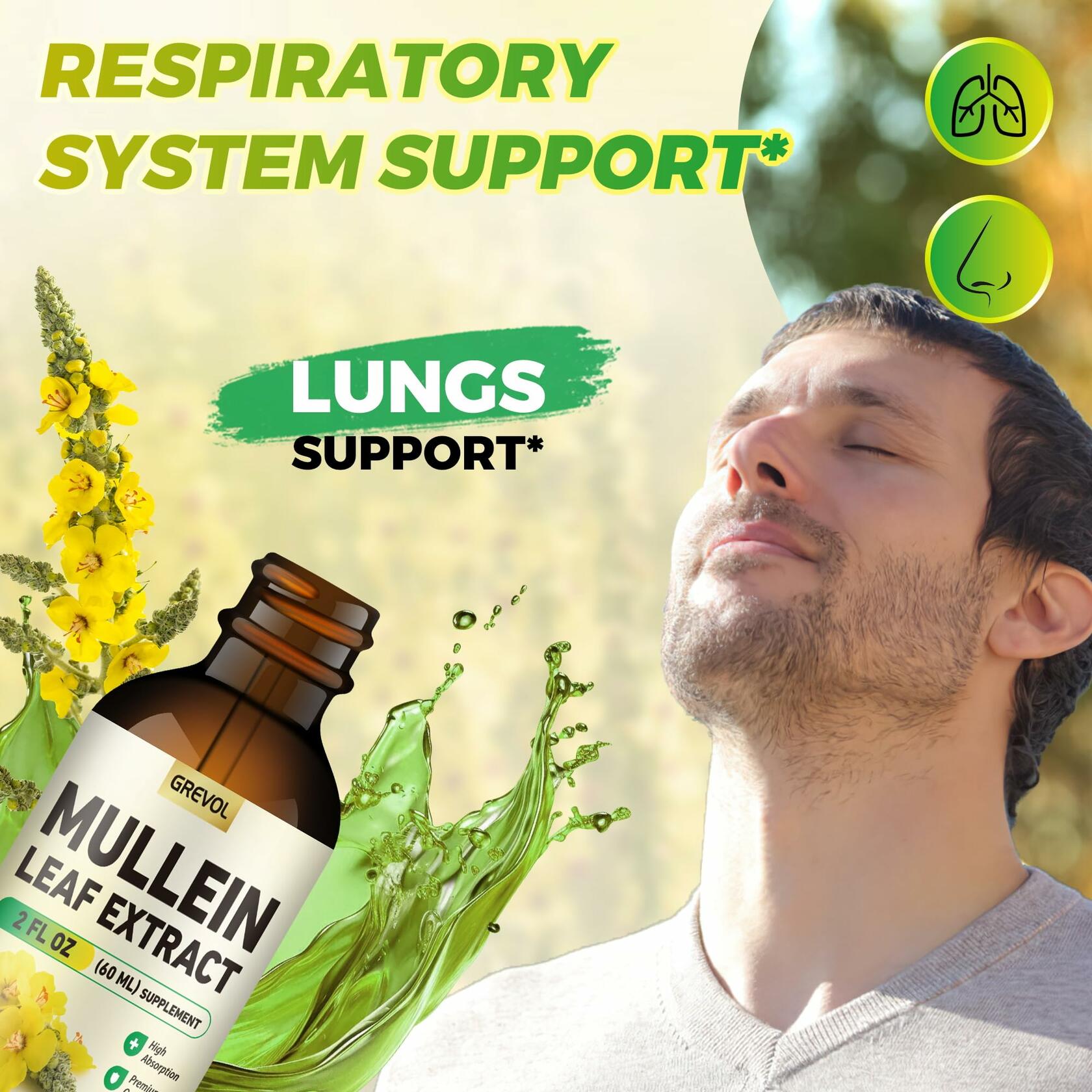 BestBy05/26 Grevol Mullein Drops Organic Herbal Tincture 2oz Respiratory Support