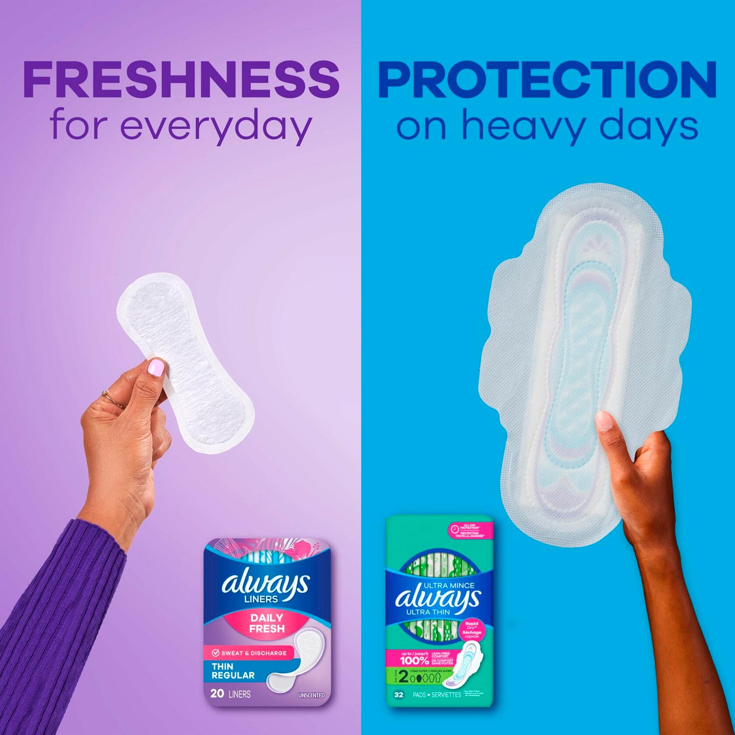 Always Thin Daily Panty Liners for Women 162 Count Light Absorbency Unscented