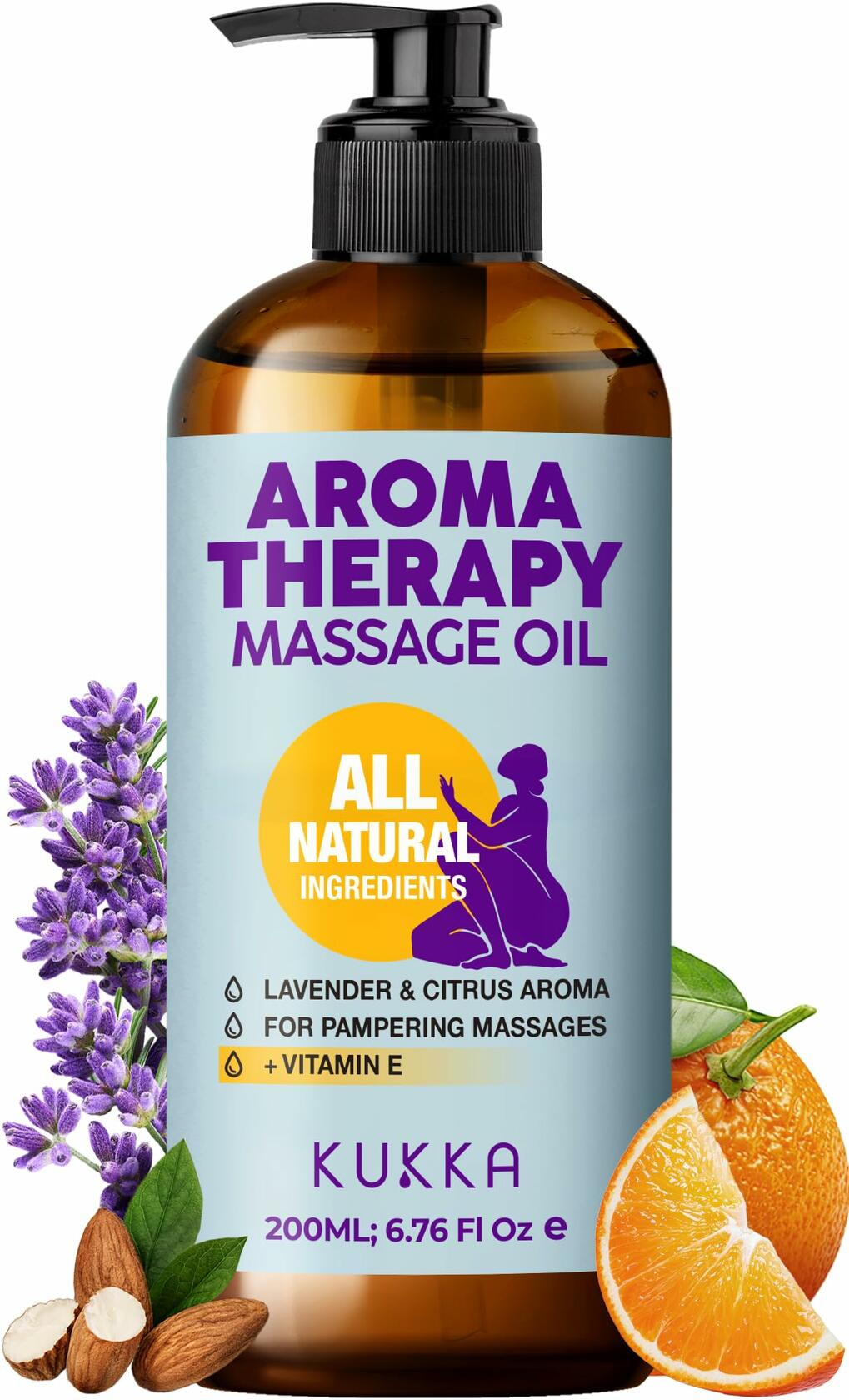 Kukka Aromatherapy Massage Oil Lavender Orange Natural SPA Relaxing 6.76oz