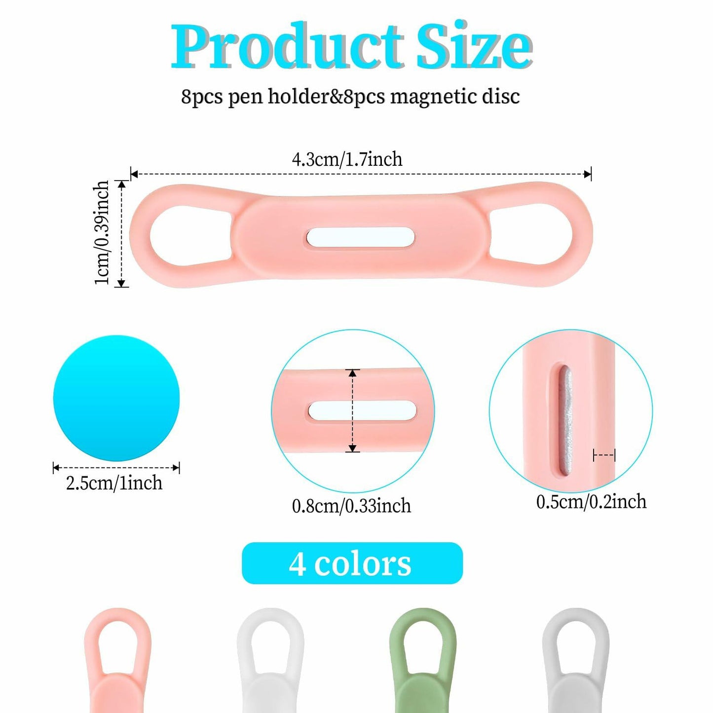 COMNICO 8 Pack Silicone Pen Holder White with Adhesive Stickers for Desk