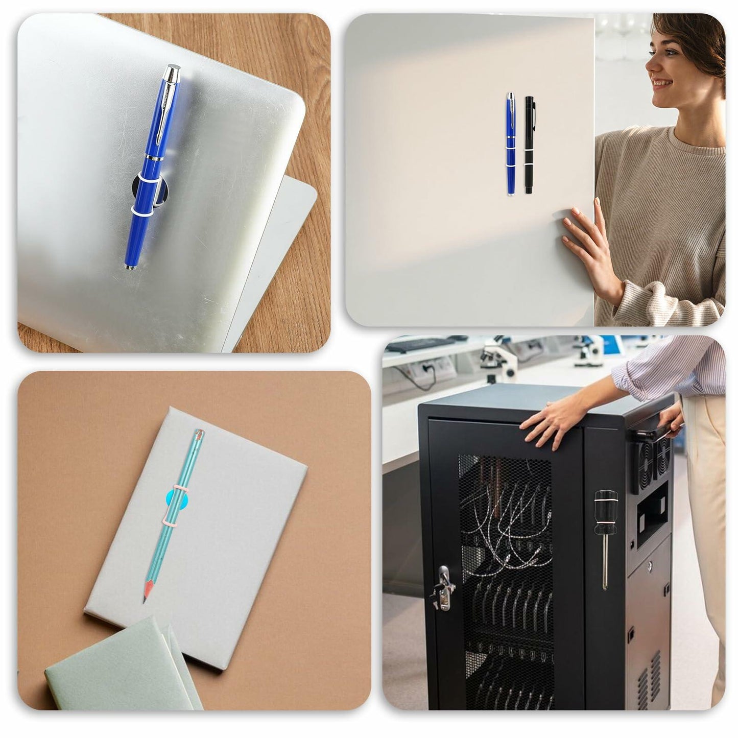 COMNICO 8 Pack Silicone Pen Holder White with Adhesive Stickers for Desk