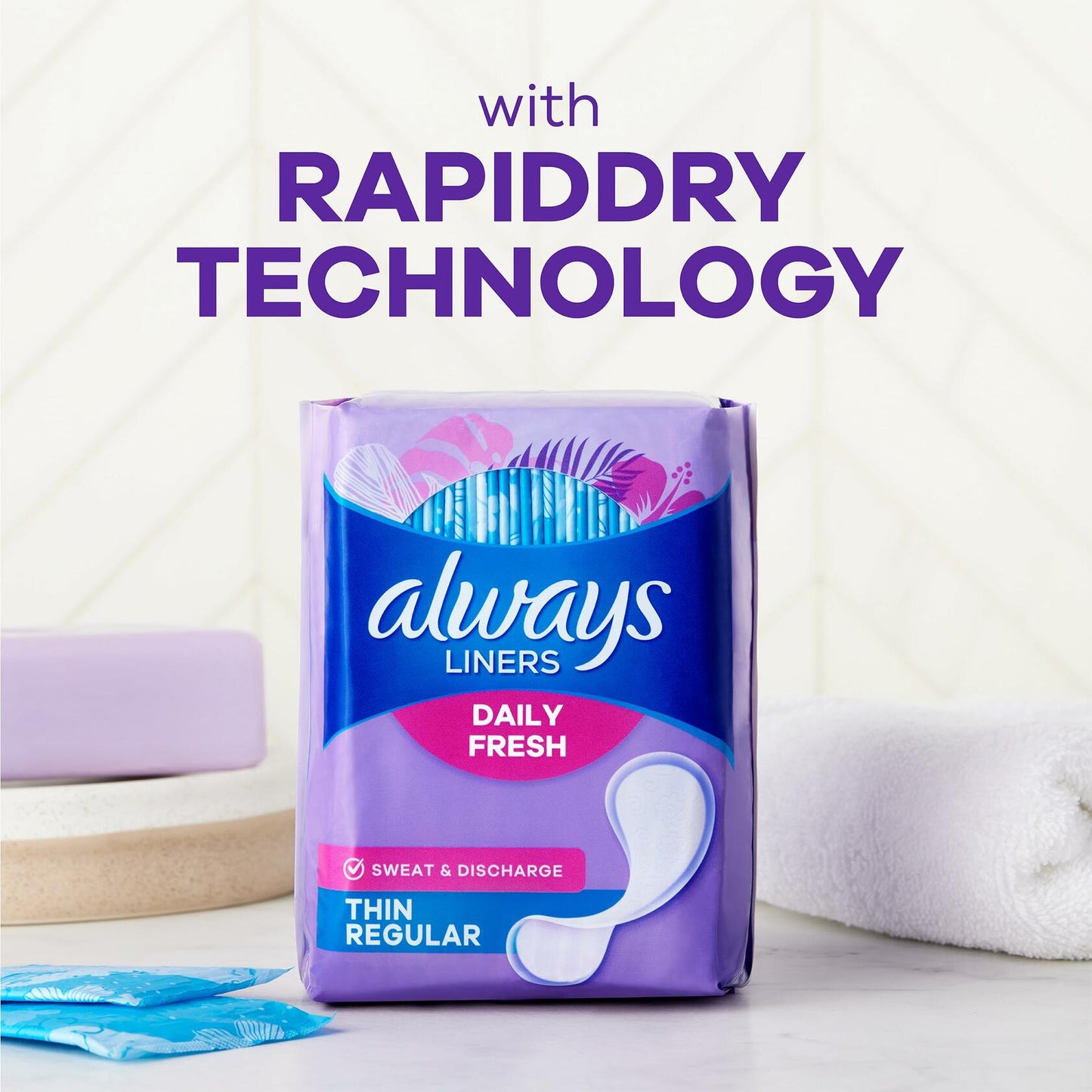 Always Thin Daily Panty Liners for Women 162 Count Light Absorbency Unscented