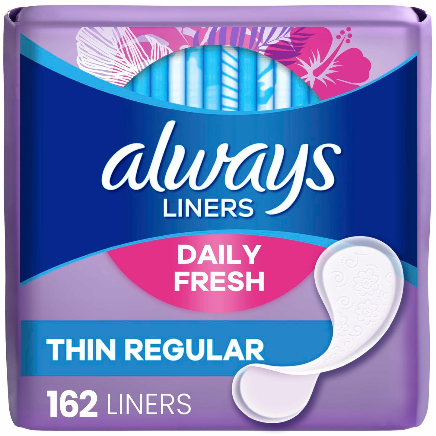 Always Thin Daily Panty Liners for Women 162 Count Light Absorbency Unscented