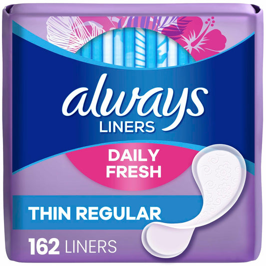 Always Thin Daily Panty Liners for Women 162 Count Light Absorbency Unscented