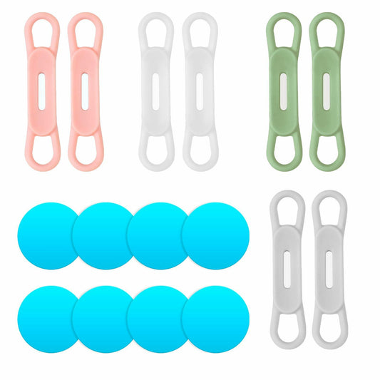 COMNICO 8 Pack Silicone Pen Holder White with Adhesive Stickers for Desk